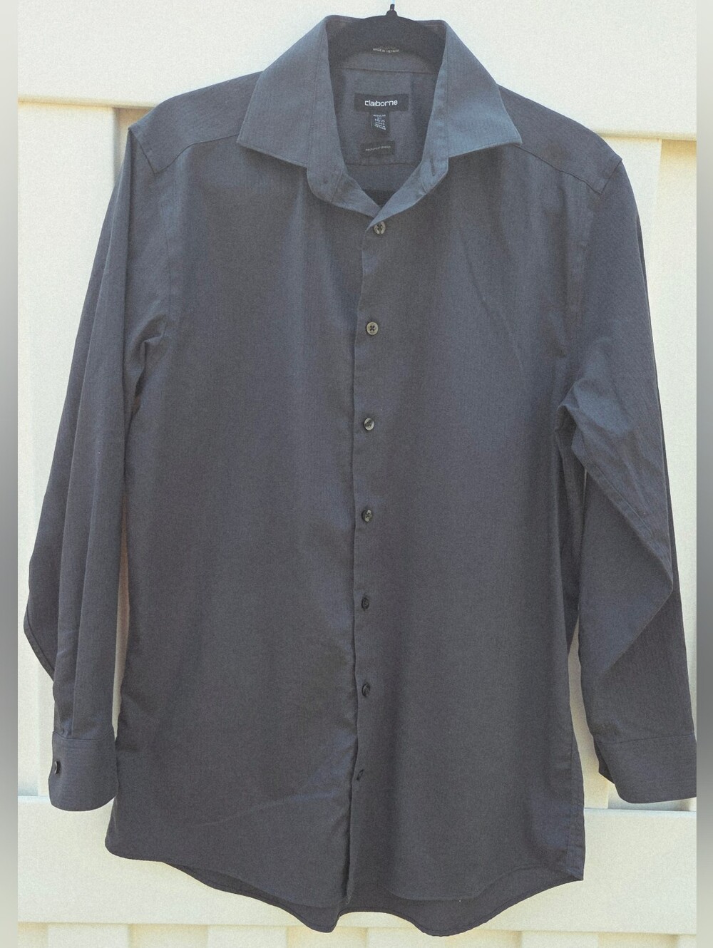 Claiborne Long Sleeve Men's Gray Wrinkle Free Cotton Shirt 15 1/2" 32/33